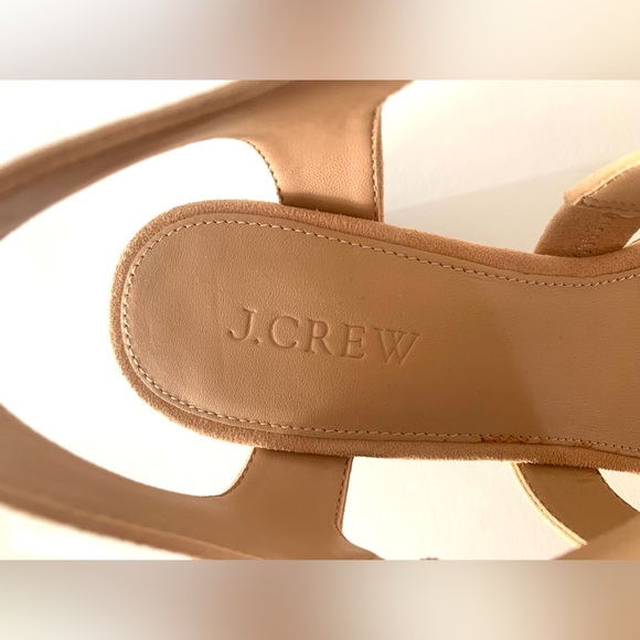 J. Crew triple strap suede block heel in size 8. In a perfect neutral beige. - Picture 8 of 9